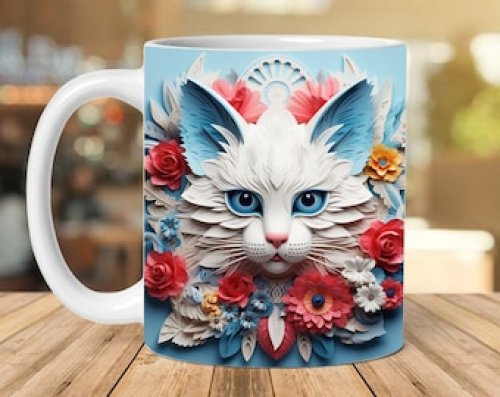 3d white cat flowers
